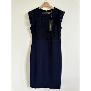 Phase Eight Women's Peggy Lace Dress Ruffle Sleeve In Navy Size 6 US 10UK $349
